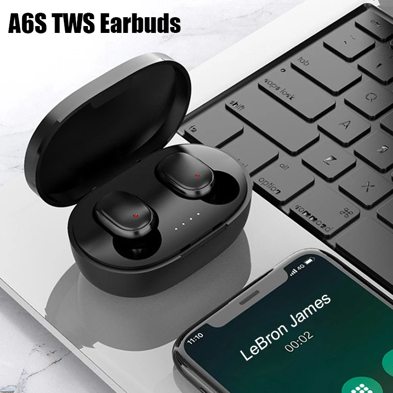 Original A6S TWS Headset Wireless Earphones Bluetooth Headphones Sport Stereo Fone Bluetooth Earbuds for Xiaomi Huawei iPhone