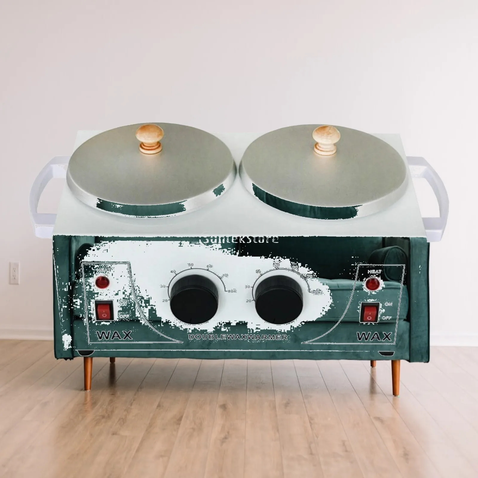 Compact Dual Pot Wax Heating Device with Carry Handles for Convenient Salon Use