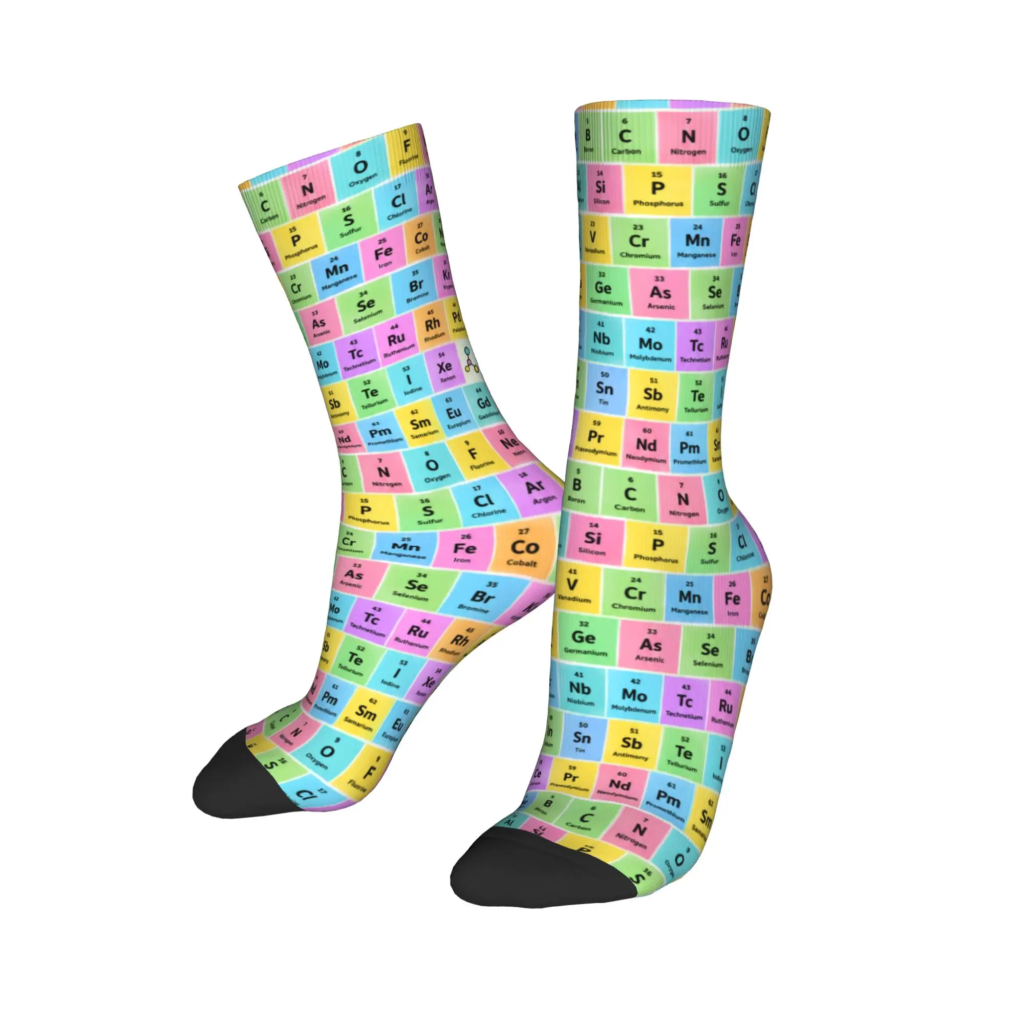 Novelty Men Socks with Colorful Periodic Table Element Stockings  Graphic Korean Socks Autumn Anti Bacterial Socks Couple Socks