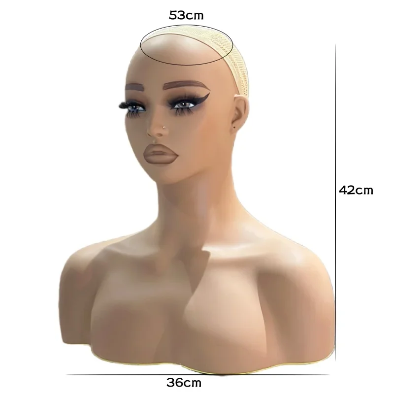 European and American Simulation PVC Female Mannequin Head with Shoulder Dummy Head for Wigs and Necklace Display Makeup Model