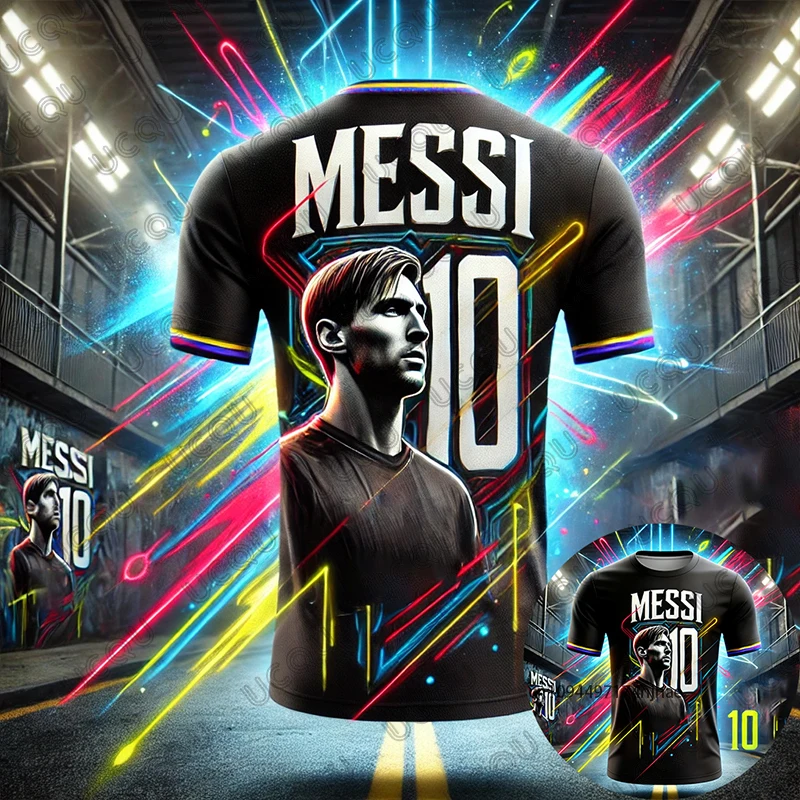 

CHATGPT Дизайн Граффити Месси # Лето 10, новая мужская футболка с коротким рукавом, спортивные тренировочные футболки, повседневный топ для детей и взрослых
