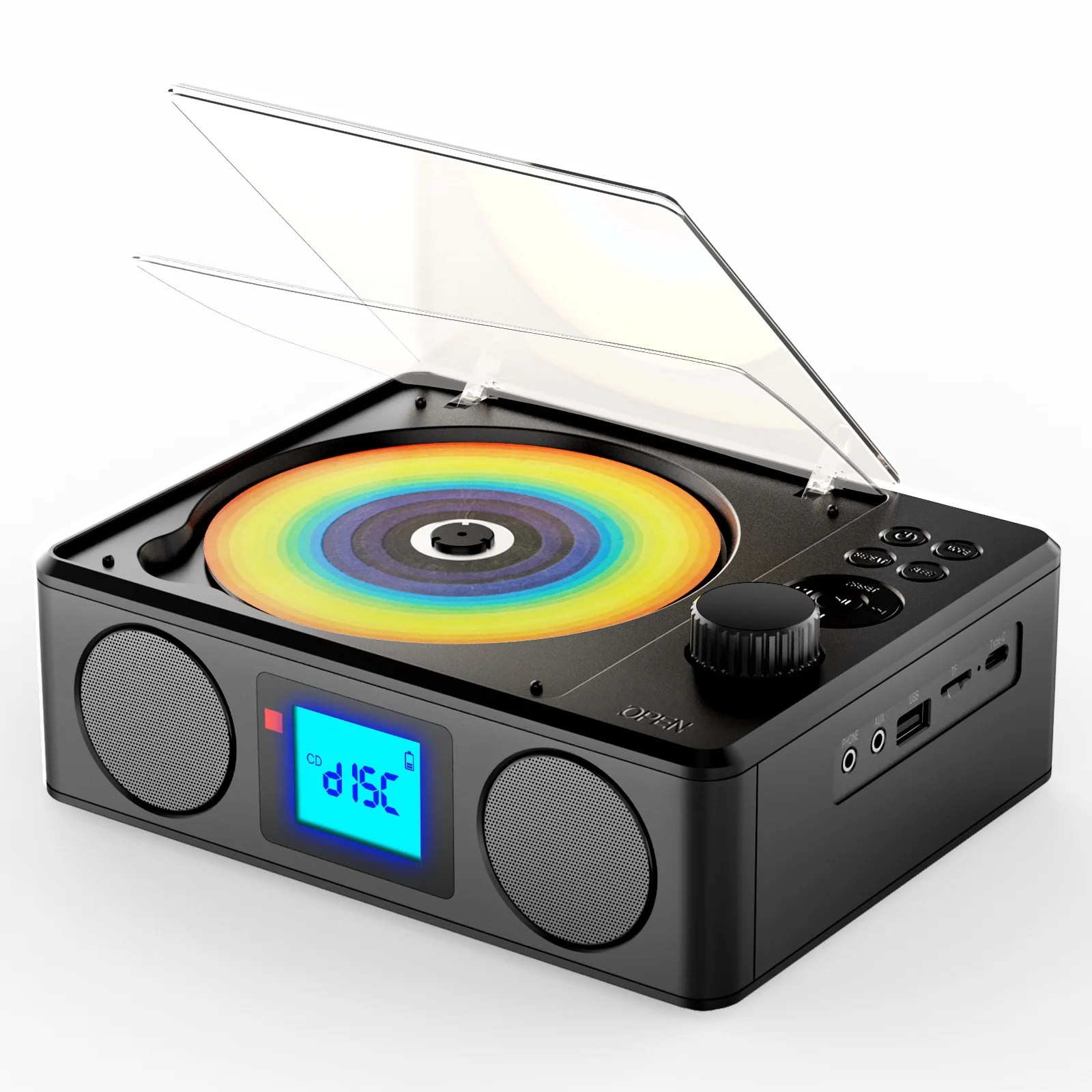 Multifunctional Portable Bluetooth Stereo, Vintage CD Player with FM Radio All-in-One Audio Player