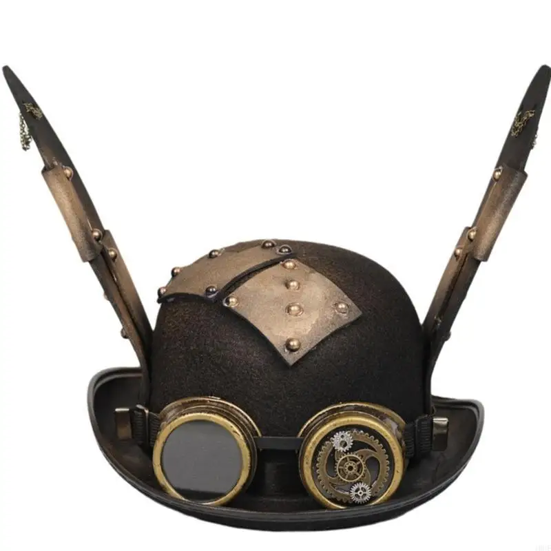 Steampunk Top Hat With Goggles Gothic Gay Top Hat Halloween Devil Horn Top Hat