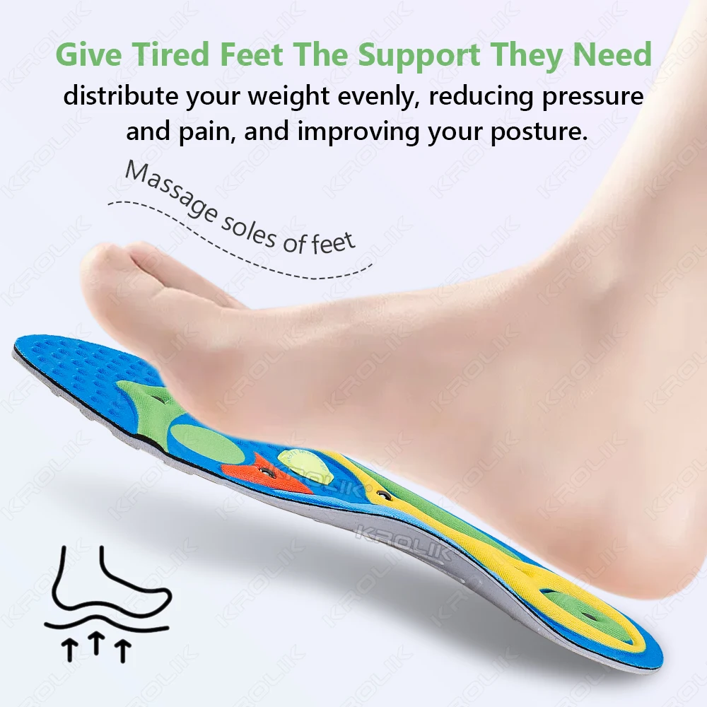 Dual Shock Absorption Magnetic Massage Insoles for Feet Breathable Cushioning for Shoes Relieves Heel Forefoot Pain