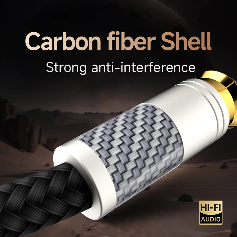 CYKO Hifi RCA إلى RCA ذكر 7N OCC كابل محوري رقمي مطلي بالفضة من ألياف الكربون لـ DVD Projector TV مكبر صوت