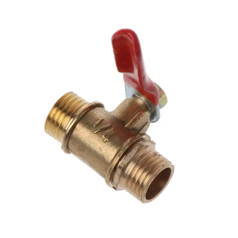 1/4" Ball for Valve Male to Male Pipe BSP Brass Ball for Valve Shut Off Switch with Red Lever Handle for Water Oil Drop Shipping