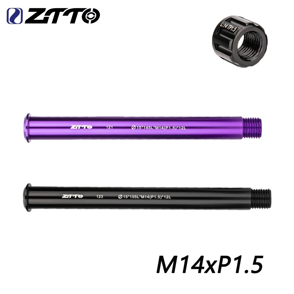 ZTTO M14x1.5mm TP Axle MTB Road Bike Thru Axle 145mm 155mm Length Frame Front Fork Shaft Skewer Bicycle Thru Axle Nut TA Caps