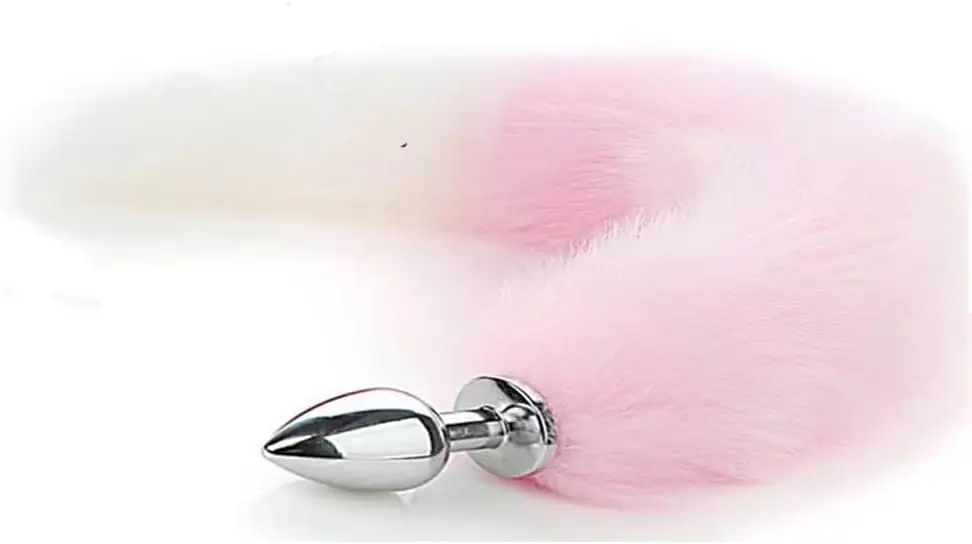 Pink Sexy Fox Tail Cosplay Anal Plug Anal Butt Plug Adult Sex Toys For Women Men Couple Stainless Steel Anal Plug (Large)