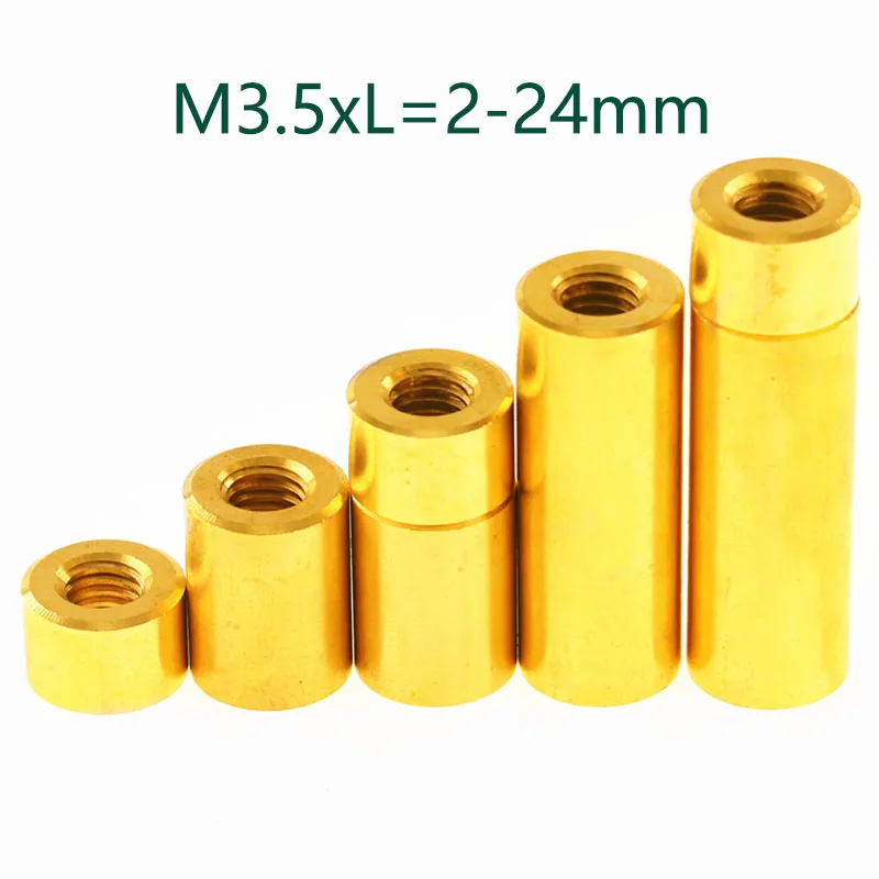 

5Pcs M3.5xL=2-24mm Round Connector Nuts Brass Nut Extend Long Lengthen Round Coupling Nut Connector Joint Sleeve High Quality