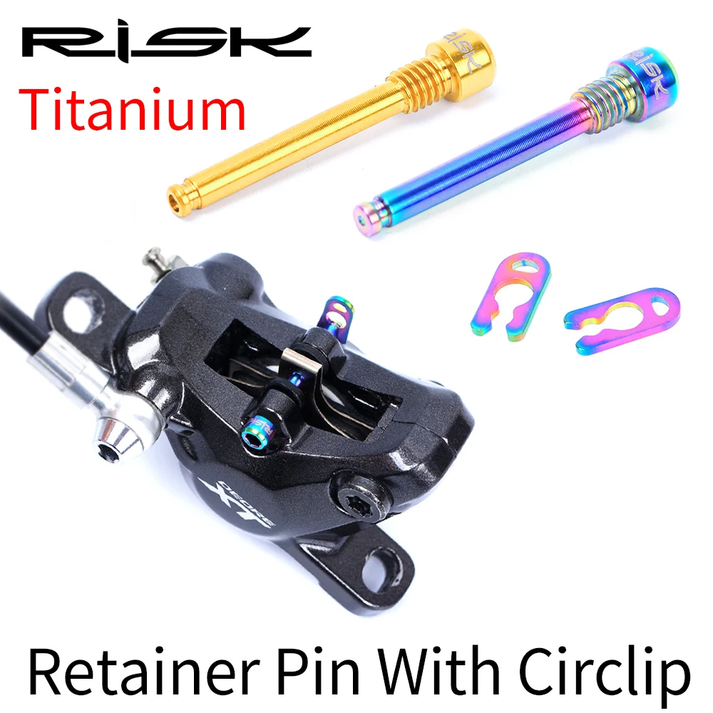 RISK 2PCS M4x26.5 Bicycle Titanium Retainer Pin With Circlip Road Bike Bolt Threaded Hydraulic Disc Brake Pad Lining Cycling