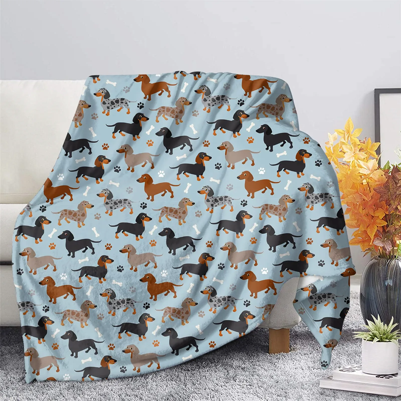 KACISSTY Cute Dachshund Blankets Animals Dog 3D Printed Portable Throw Blanket for Bed Quilt Dog Flannel Quilts Dropshipping