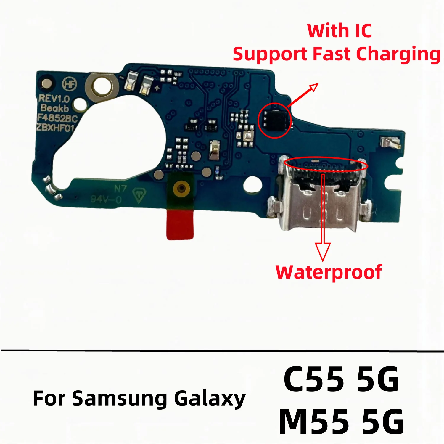 Placa de conector de base de carga USB, Cable flexible de puerto de carga para Samsung Galaxy M55 5G SM-M556B