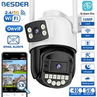 BESDER 8MP PTZ 5G HZ Wifi Camera Outdoor Auto Tracking Dual Screen 5K 10MP CCTV Security IP Camera 5X Digital Zoom Email Alarm