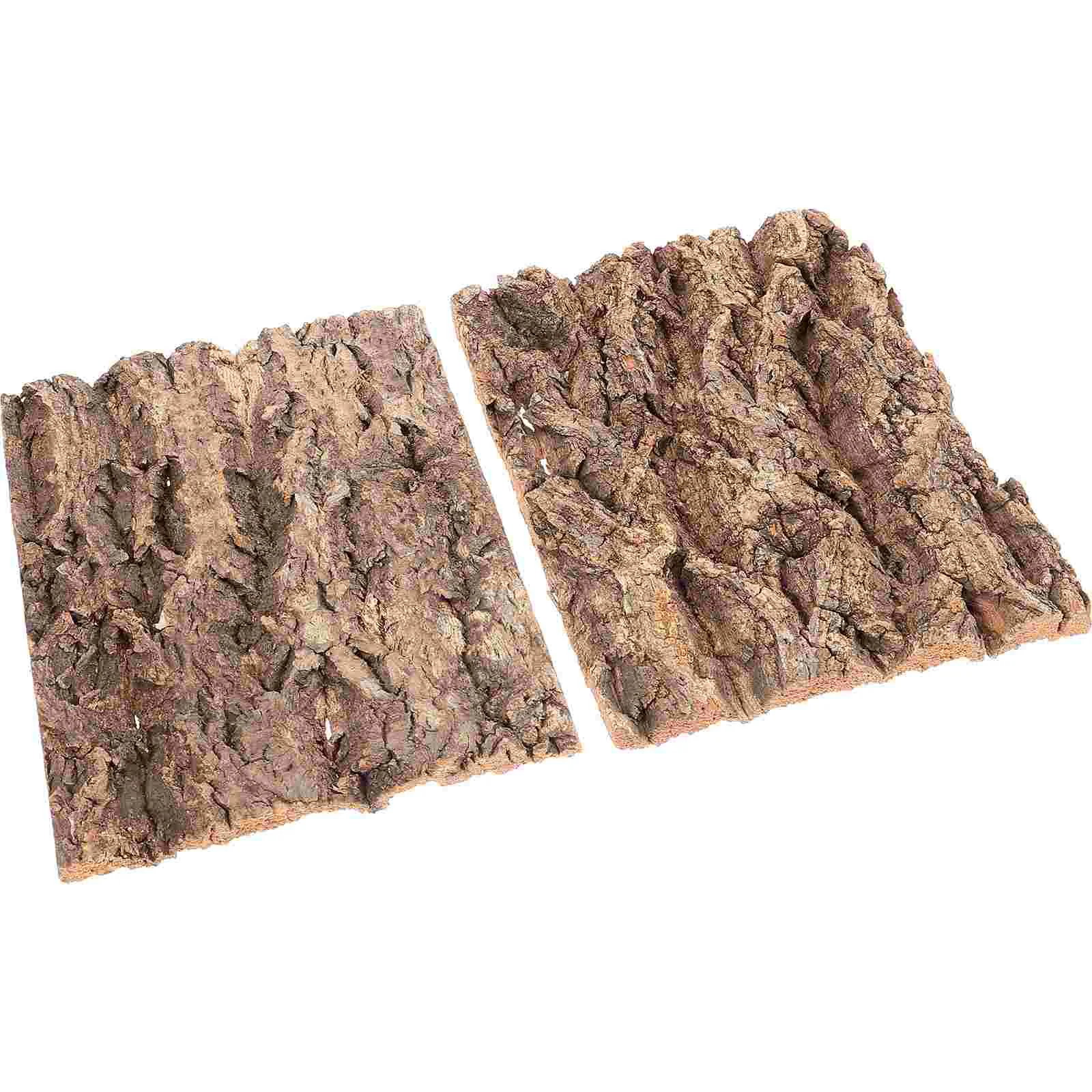 2 Pcs Bark Decoration for Aquarium Sheet Background Reptile Tank Lizard Bearded Dragon Terrarium