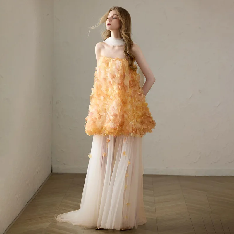 

Morning Gowns Evening Dress Niche Design Super Tube Top Engagement Welcome Light Wedding Dress Banquet Birthday Dress