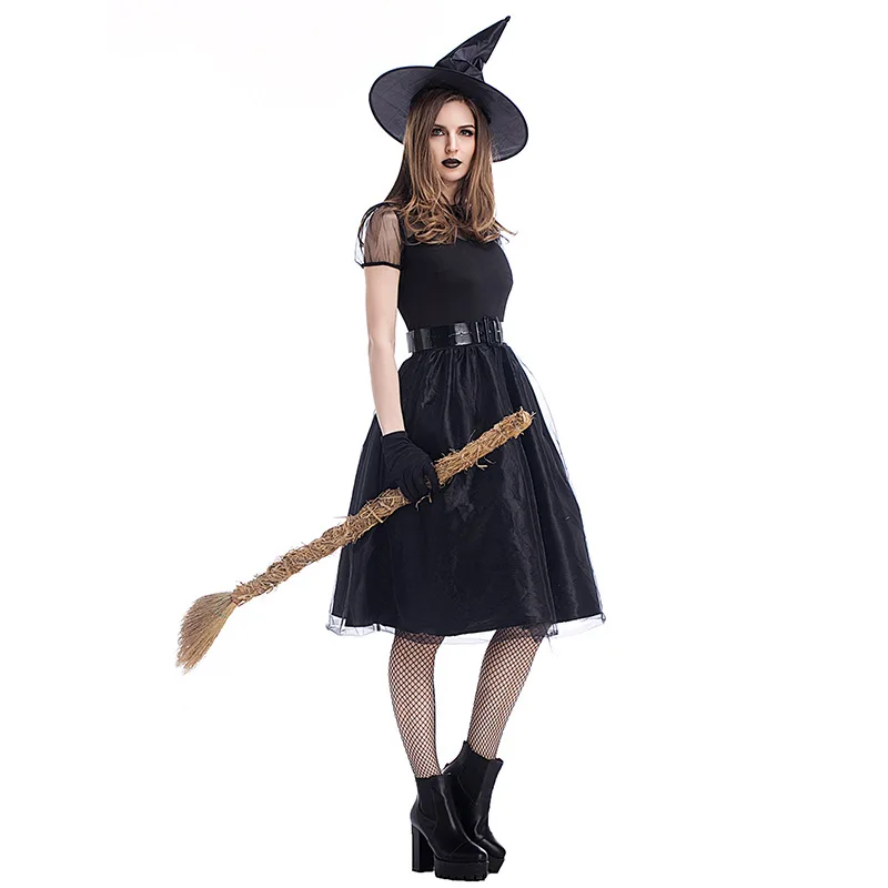 

Women Witch Cosplay Dress Halloween Costumes Adults Black Witch Uniform Female Festival Party Fancy Dress Up Outfits