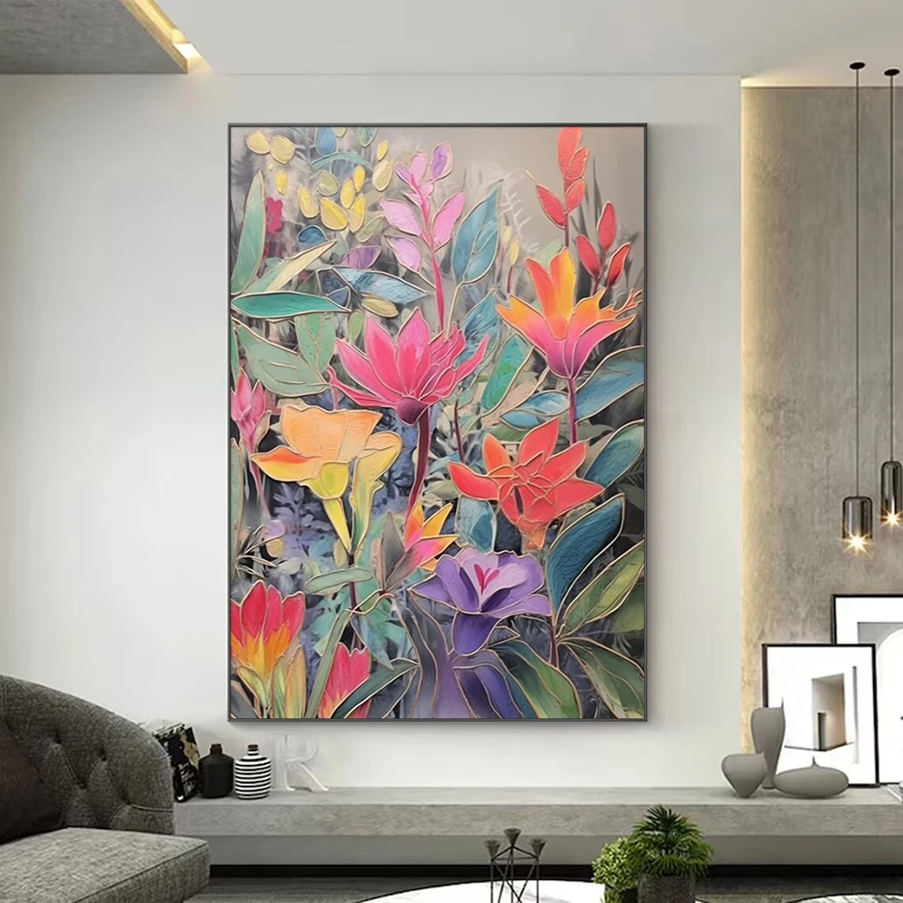 Hand Painted Oil Painting Original Nature Plant oil Painting on Canvas Abstract Custom Colorful Acrylic Painting Modern Leaf Art