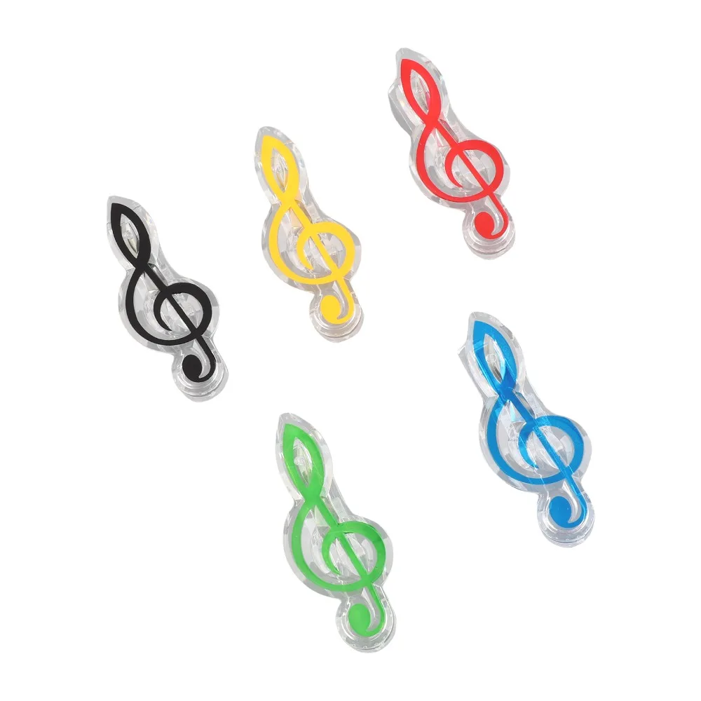 5PCS Practical ABS Music Note Clips Mixed Color Music Page Clips Treble Clef Clips For Sheet Music Reading