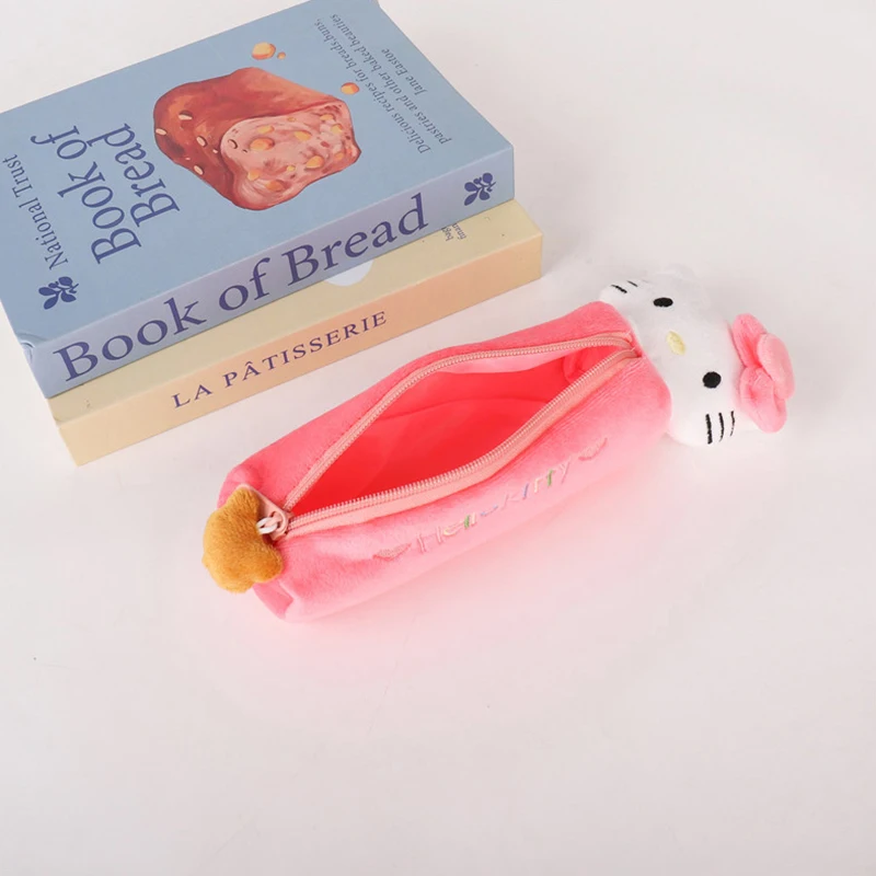 Ins Style filles coeur mignon dessin animé en peluche chat pochette étudiant Portable sac à crayons rose filles papeterie sac