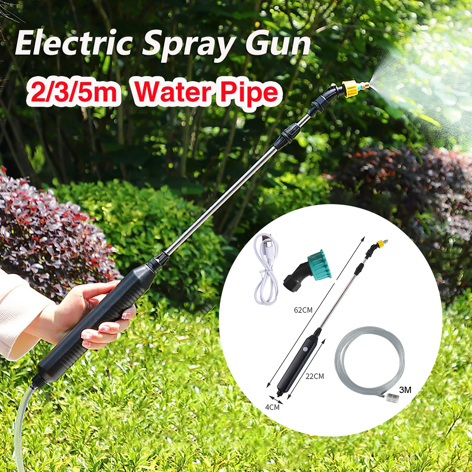 

Electric Sprayer 3.7V USB Rechargeable Garden Plant Mister Watering Spray Gun for Household Flower Outdoor Plant with Fan Nozzle