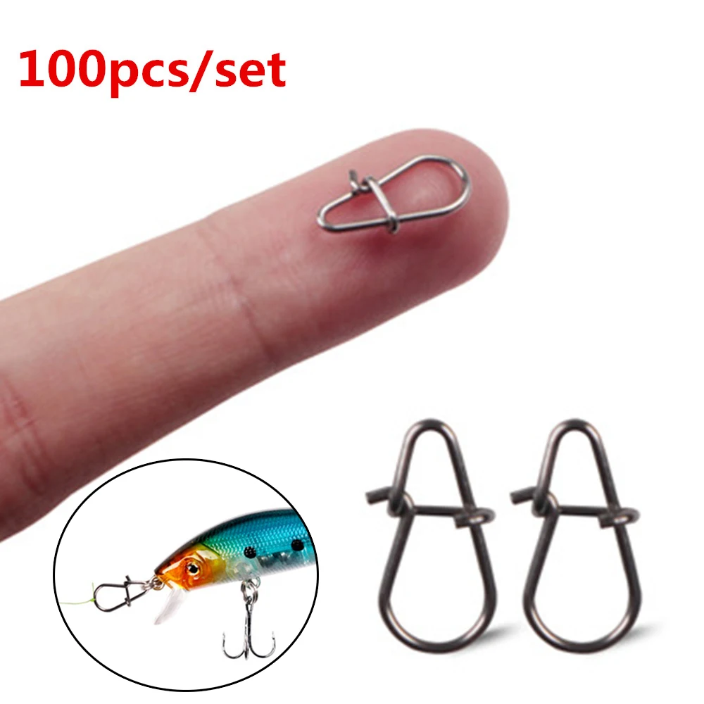 100PCS High Quality Portable Durable Fast lock Line tackle Connector Barrel Swivel Fishing Hanging Snap Oval Split Rings