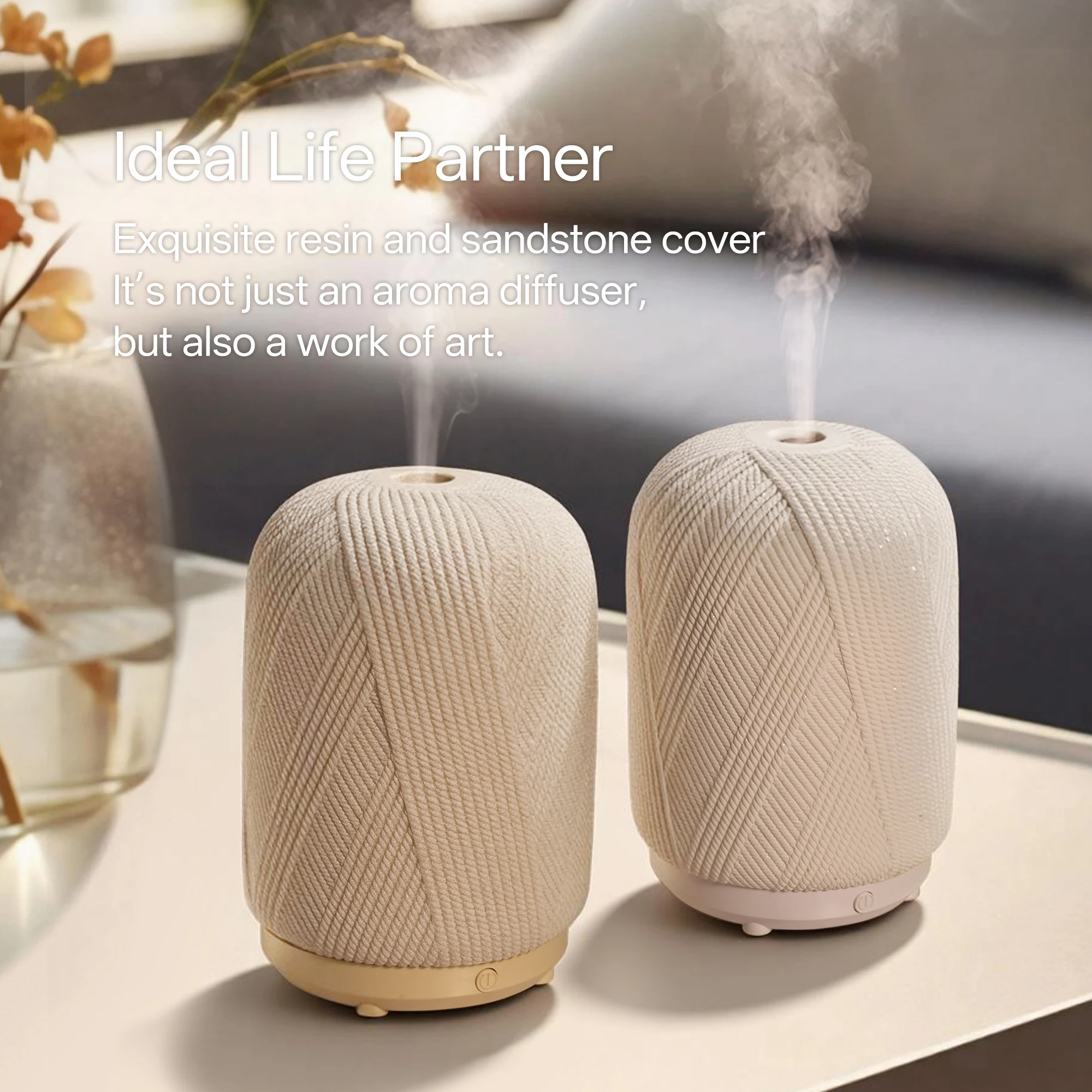 Ultra Quiet Aroma Diffuser Humidifier with Cotton Cord Cover Elegance Design for Peace Sleeping 2005R-C
