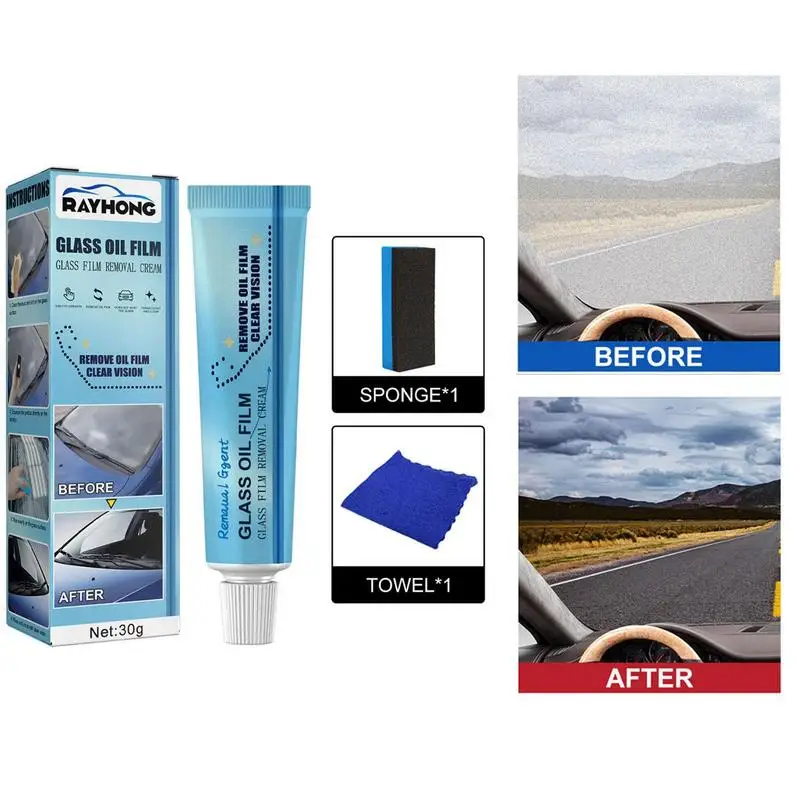 

Universal Car Glass Polishing Degreaser Cleaner Oil Film Clean Polish Paste For Bathroom Window Glass Windshield Windscreen