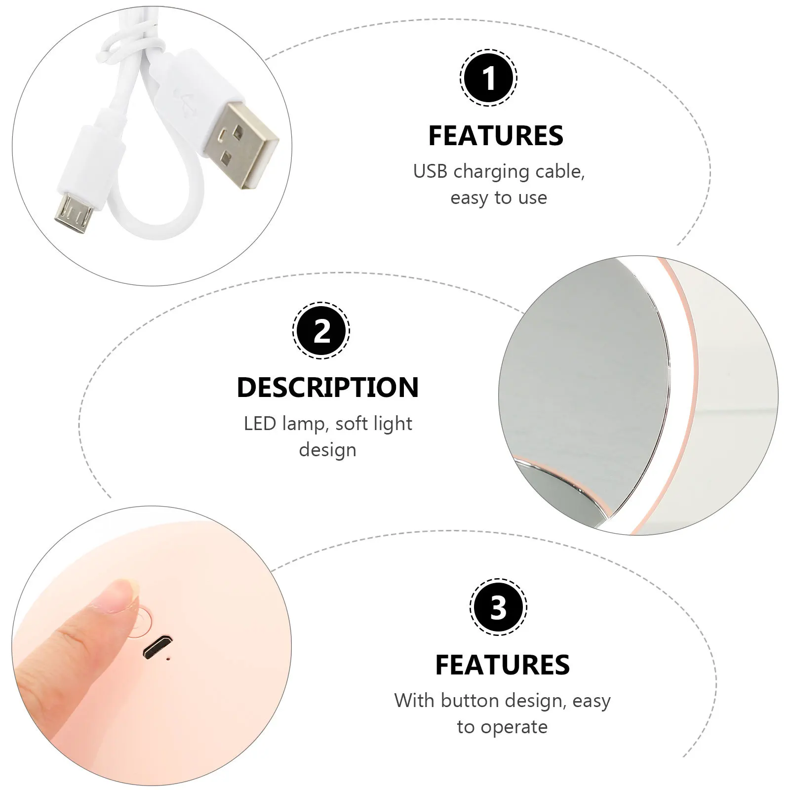 1 ensemble Led maquillage de voyage en plein air pliable Portable miroir de voyage pour les femmes petit miroir Compact de vanité