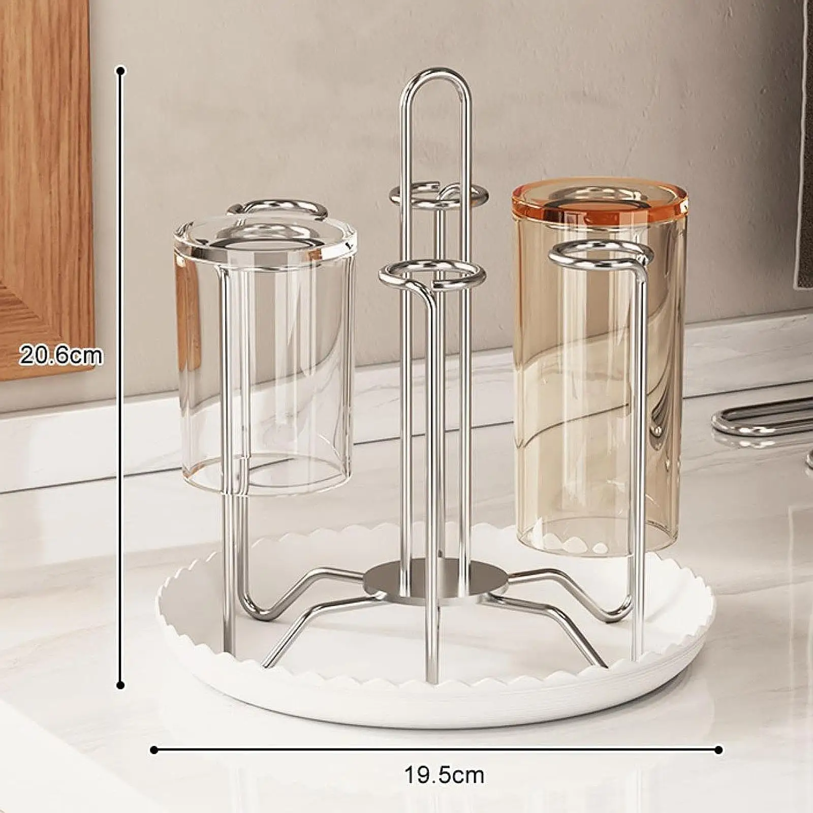 Cup Drying Rack Stainless Steel Simple with 6 Hooks Lightweight Portable Bottle