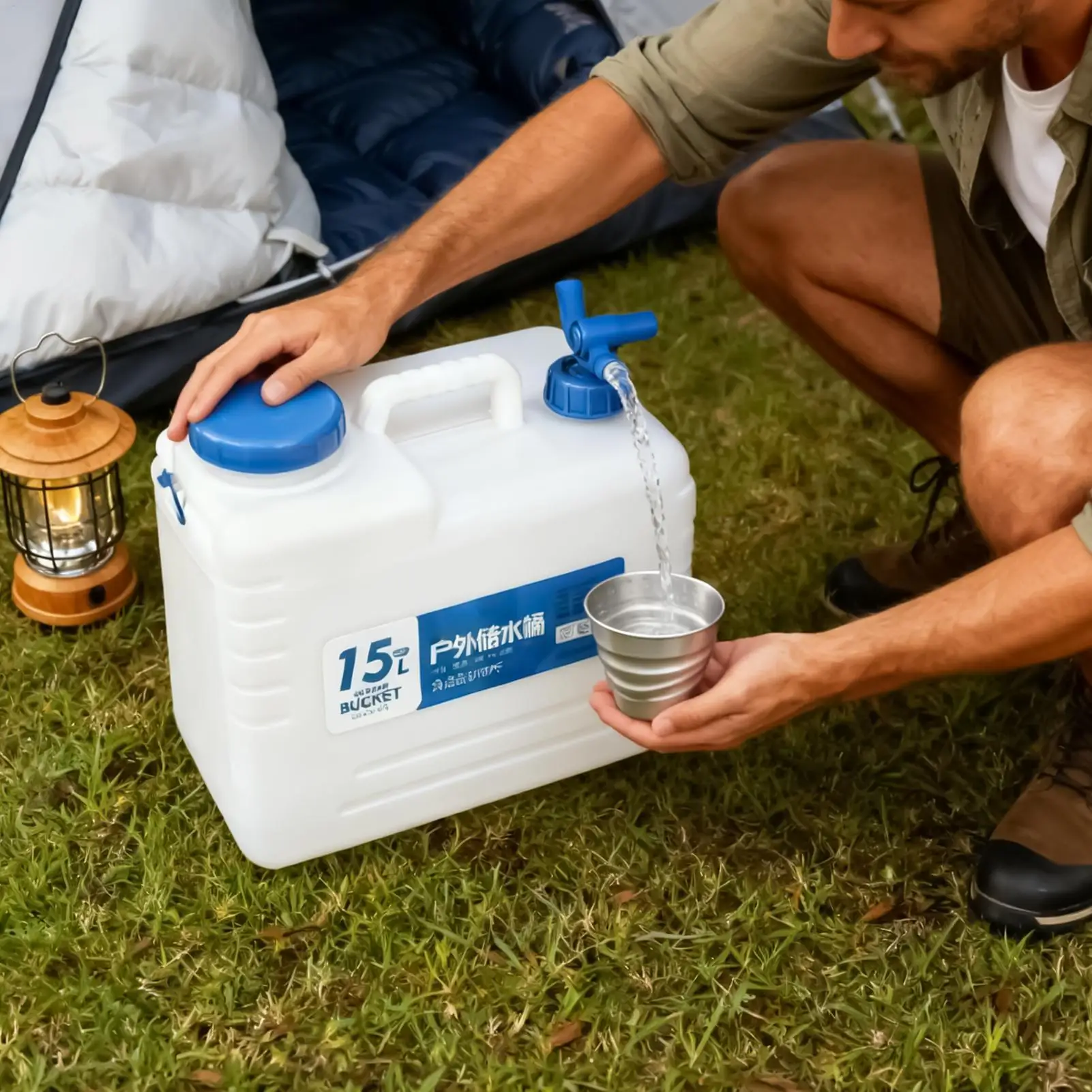 

Water Container For Camping 4 Gallon Leakproof Picnic Pitcher Large Water Tank With Spigot And Handle For Outdoor Camping