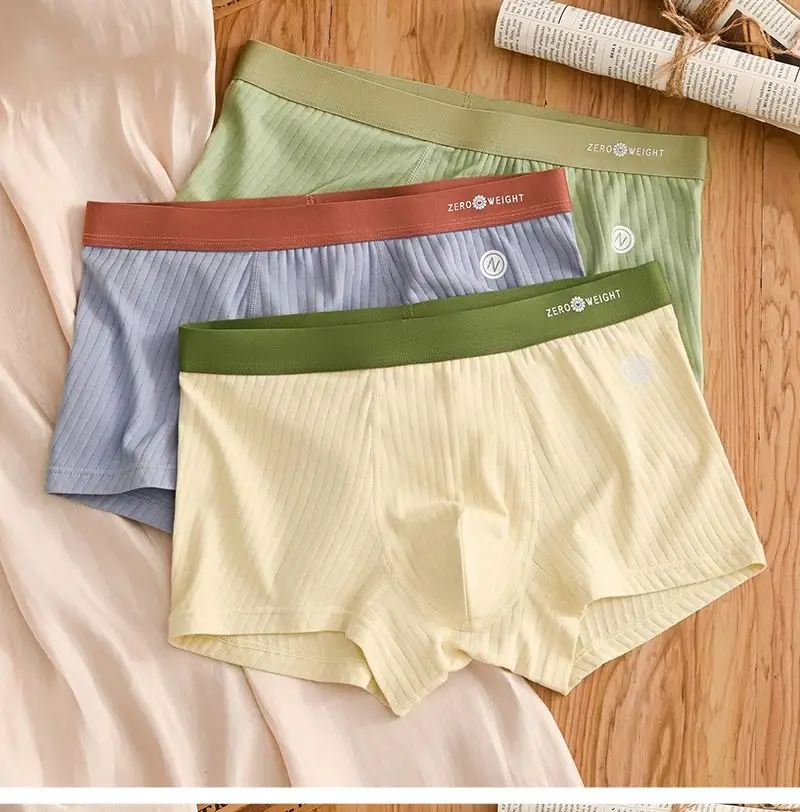 1PCS Boxer Shorts Mens Panties Cotton Men's Underwear Breathable Man U Convex Lingerie Comfortable Striped Men Boxers