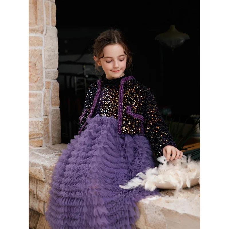 

2025Autumn New Fashionable Two-Piece Set for Older Children High-End Girls' Vest Dress