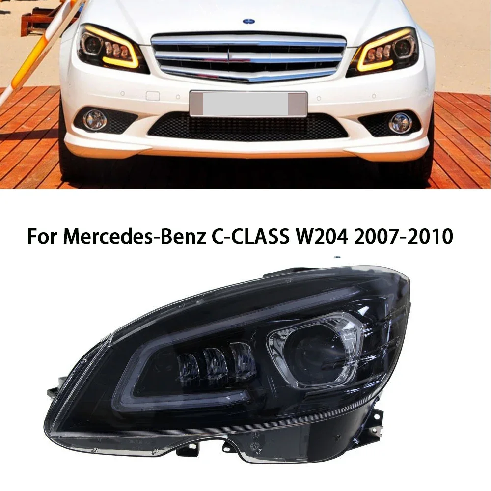 أضواء السيارة لبنز C الفئة W204 المصباح 2007-2010 C180 C200 C260 LED إضاءة أمامية DRL إشارة العارض عدسة اكسسوارات السيارات