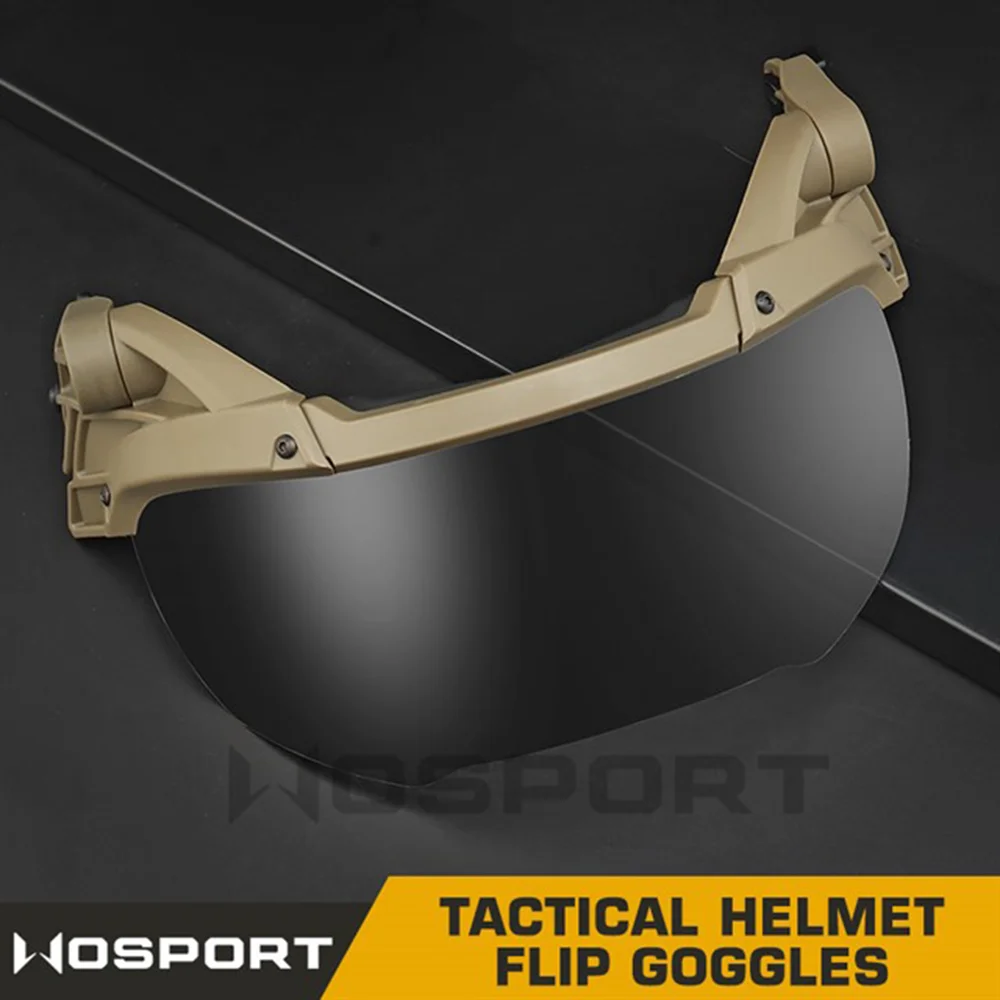 Tactical Fast Helmet Flip Goggles, Suspensão Airsoft, Óculos de proteção ocular, Proteção UV, 2 Lentes Intercambiáveis