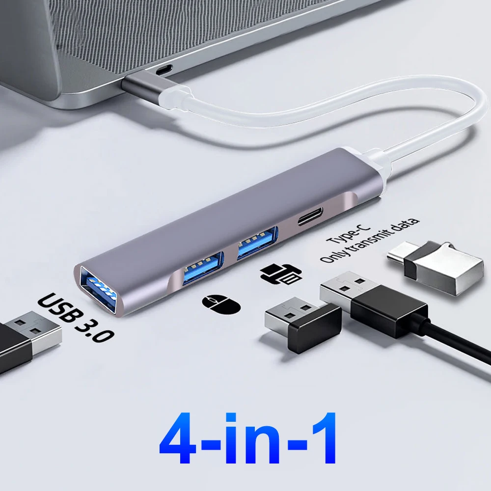 맥북 프로용 멀티 USB 분배기, 4 포트 USB 3.0 허브, TYPE-C 허브, C타입, 5Gbps 고데이터 변속기, USB 3.0 OTG 어댑터 