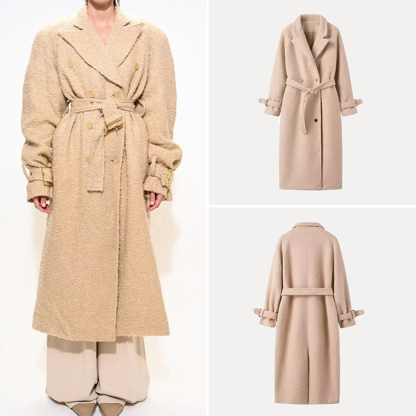 

Faionable Long Loose Pure Color Women's Coat 2025 Autumn Season Lazy Sle Versatile Outerwear Ele Lapel Double Button