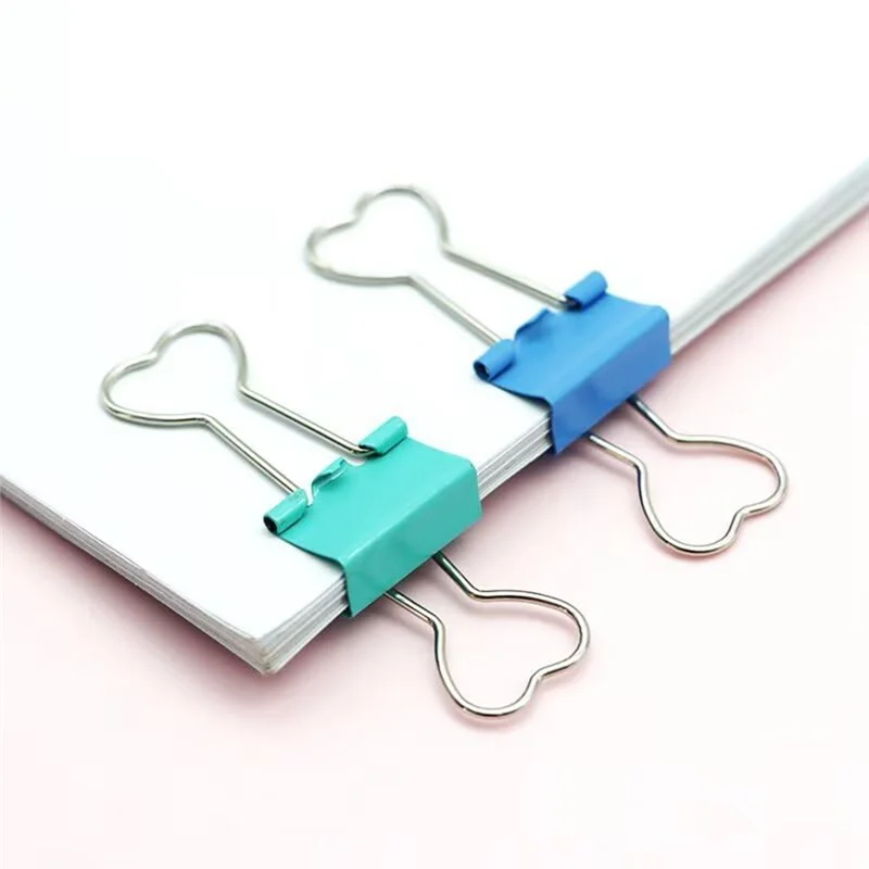 

ABT-60 Pcs Metal Binder Clips With Heart Shaped Handle Heart Shape Binder Clips Heart Hollow Out Metal Binder Clips