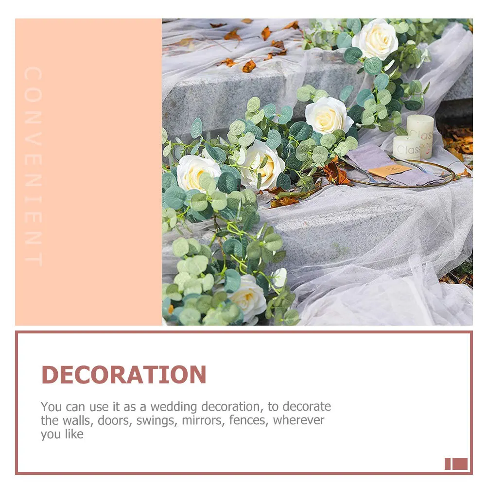 

Artificial Hanging Eucalyptus Flower Garland Silk Cloth Wedding Decorative Wall Door Banister Photo Prop Garland