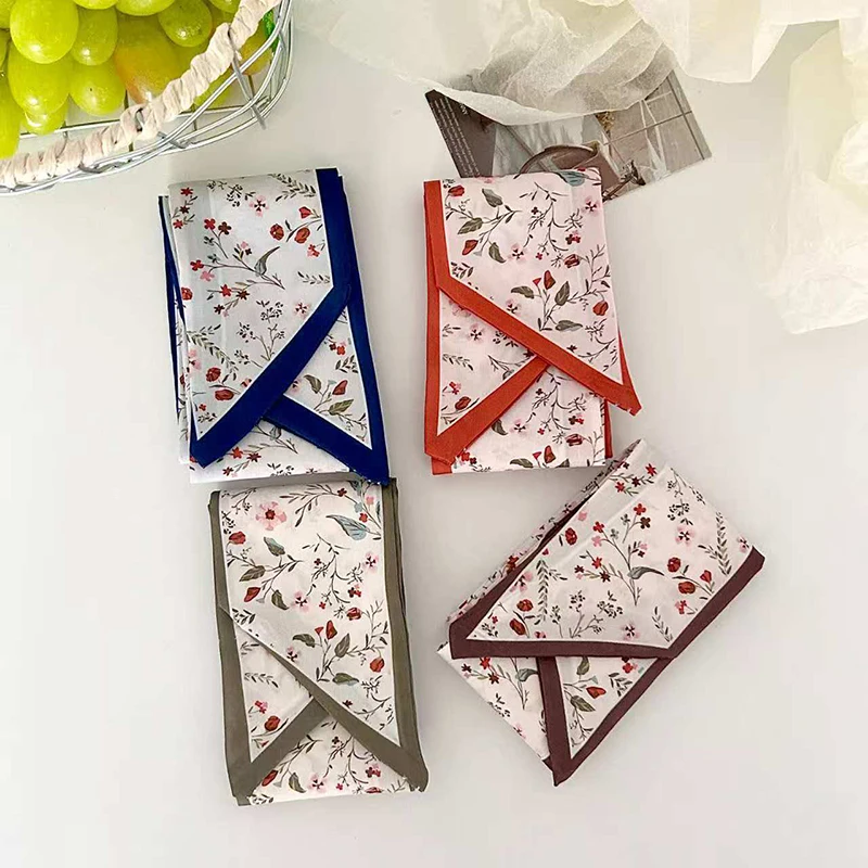 2026 New Arrival Women Vintage Floral Print Skinny Satin Scarf Hair Strip Silk Ribbon Neck Scarves Paisley Bag Handle Ribbon - view 3