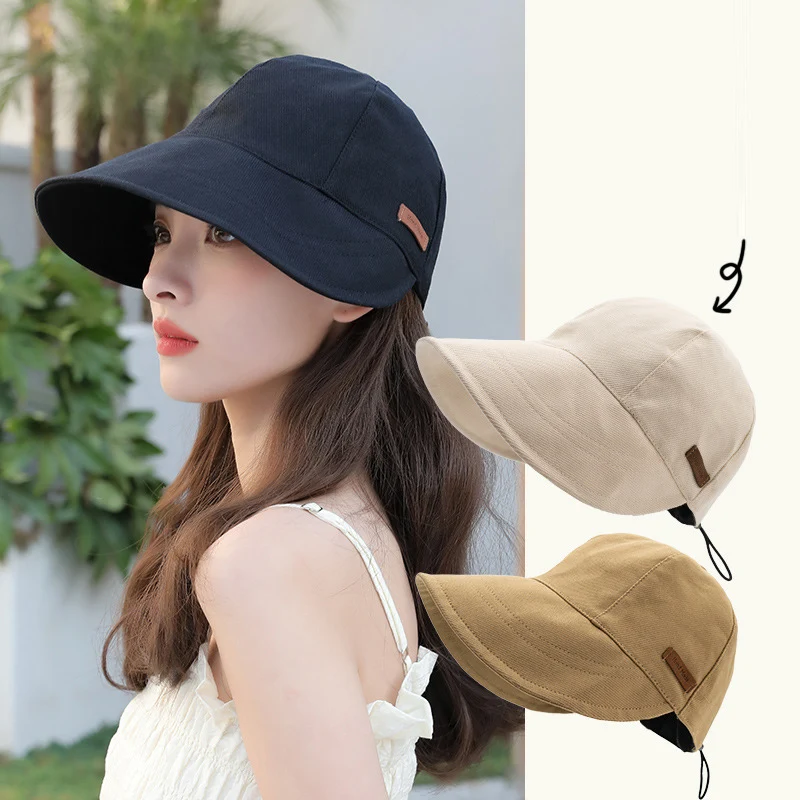 

Women's Foldable Sunhat With Sunscreen Adjustable Uv Protection Cap Summer Outdoor Beach Fisherman Hat