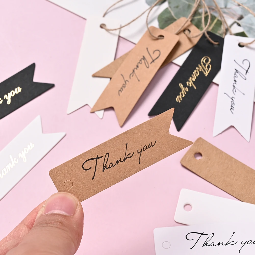 50 Stück Dankesanhänger im Schwalbenschwanz-Design mit Schnur, mehrfarbige Geschenkanhänger für Basteldekoration, Hochzeitsgeschenke und Verpackungen – Detail 3
