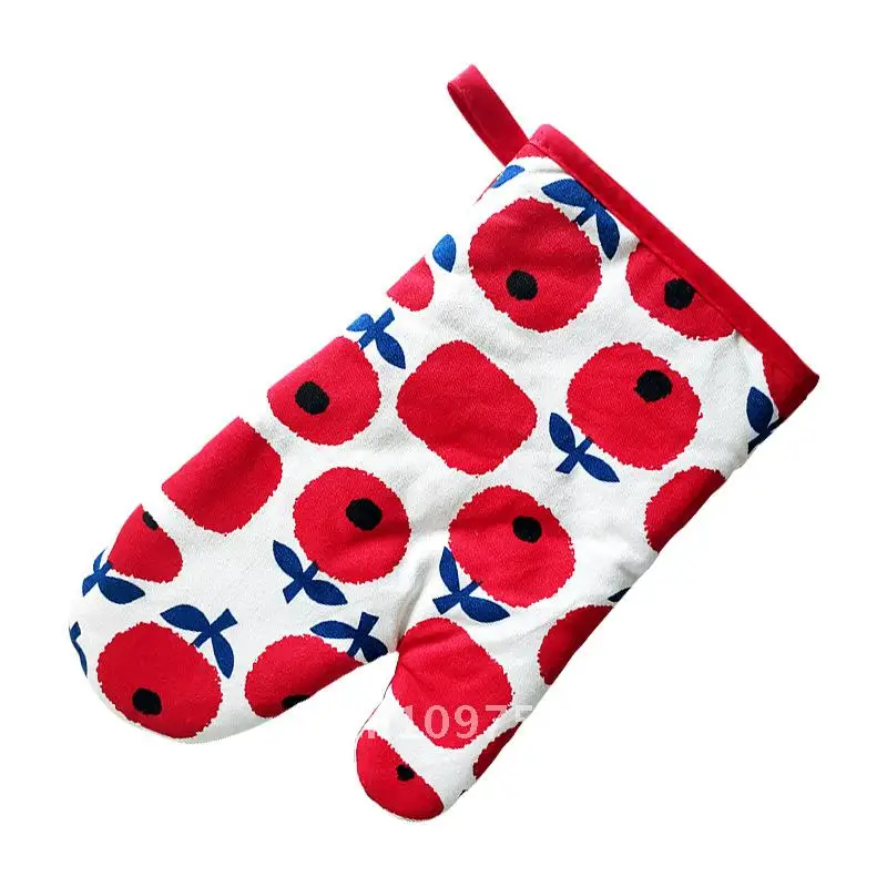 

Heat Insulated Gloves Cotton Heat Resistant for Household Kitchen Oven Baking Microwave - Red Apple Blue Apple