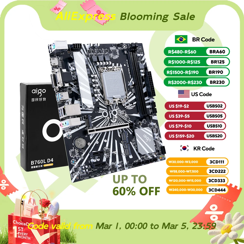 Aigo B760L Motherboard Intel Socket LGA 1700 I3/i5/i7/i9 12th 13th Processor Dual-channel DDR4 DIY Gaming Computer Motherboard