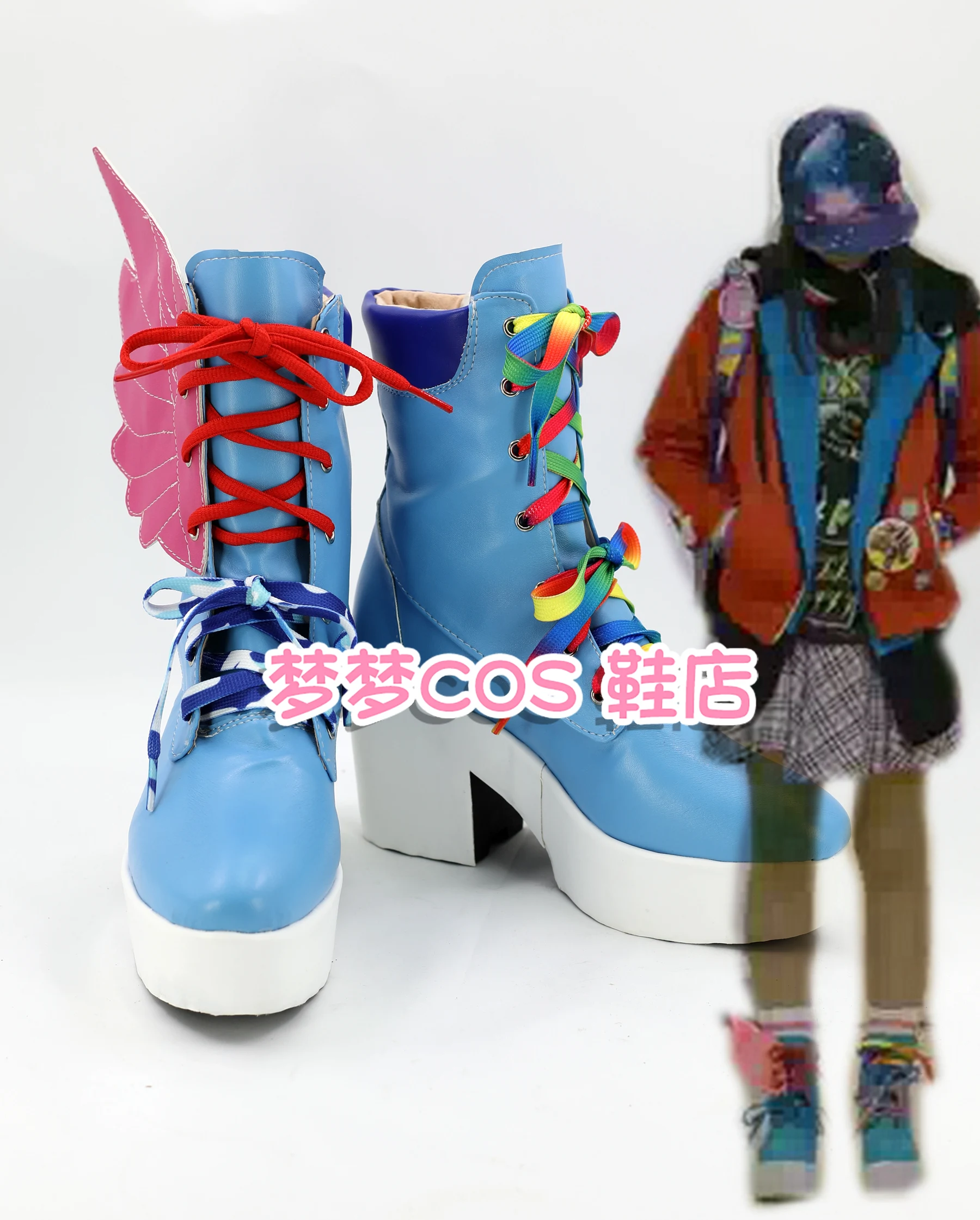 

Kamen Rider Ex-Aid Nico Saiba Cosplay Shoes Boots Game Anime Halloween Party Blue Boots