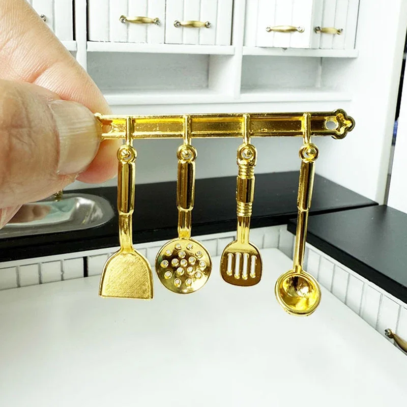 1:12 Scale Dollhouse Kitchen Decor, Miniature Spatula and Slotted Spoon Set.