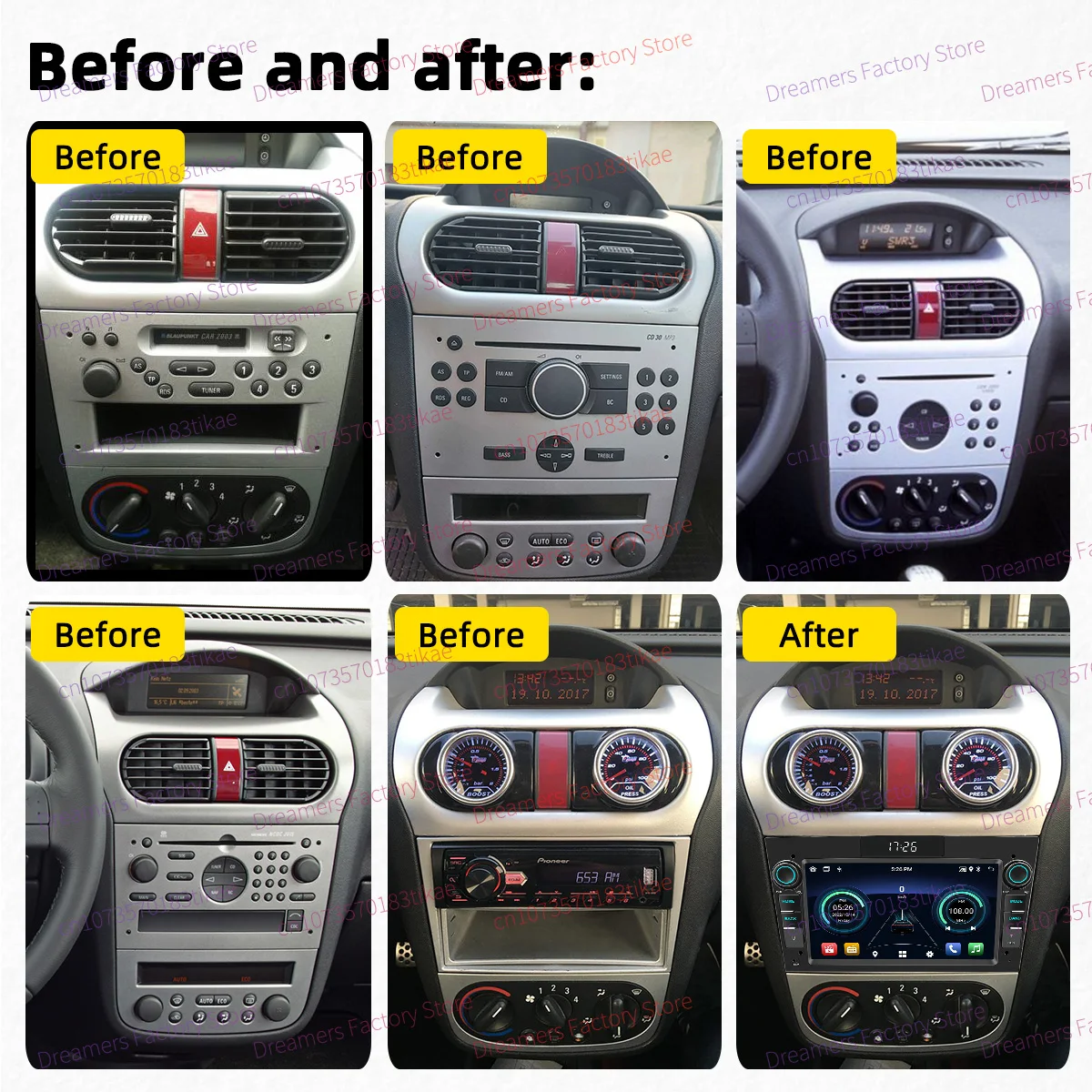 ستيريو سيارة أندرويد 7 بوصة 2 Din مع Carplay لاسلكي/GPS/BT لأوبل كورسا C 2001-2006، وحدة رأس راديو الوسائط المتعددة للسيارة #2