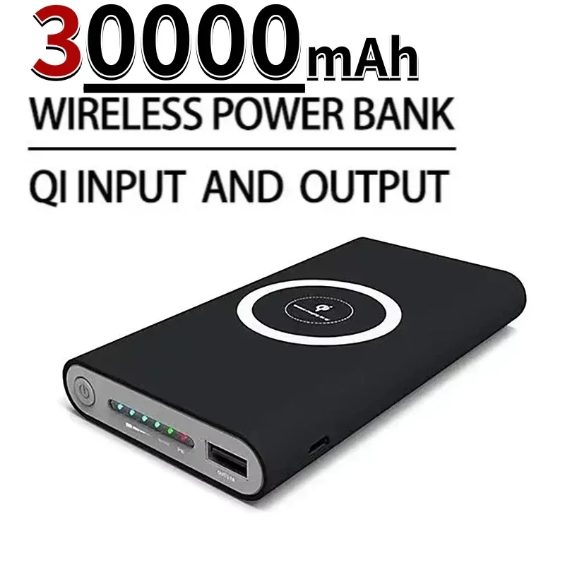 Two-Way Wireless Power Bank, Fast Charging Powerbank, Portable Charger, Type-C External Battery for iPhone, 30000mAh