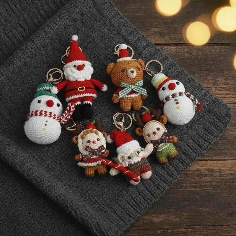 1 Stück Niedlicher Gehäkelter Elch-Anhänger, Handgefertigter Gewebter Hirsch-Schlüsselanhänger, Gestrickte Puppe, Weihnachtliches Hängedekor, Liebliches Geschenk – Detail 8