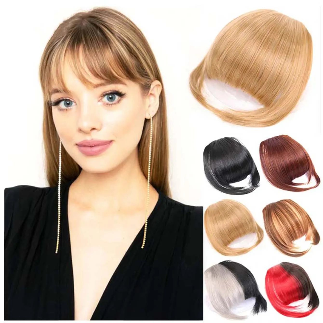 Synthetic Short Bangs Hairpieces Hair Cosplay Fake Hair Bangs Hair Clips For Woman Bangs Extensions Heat Resistant