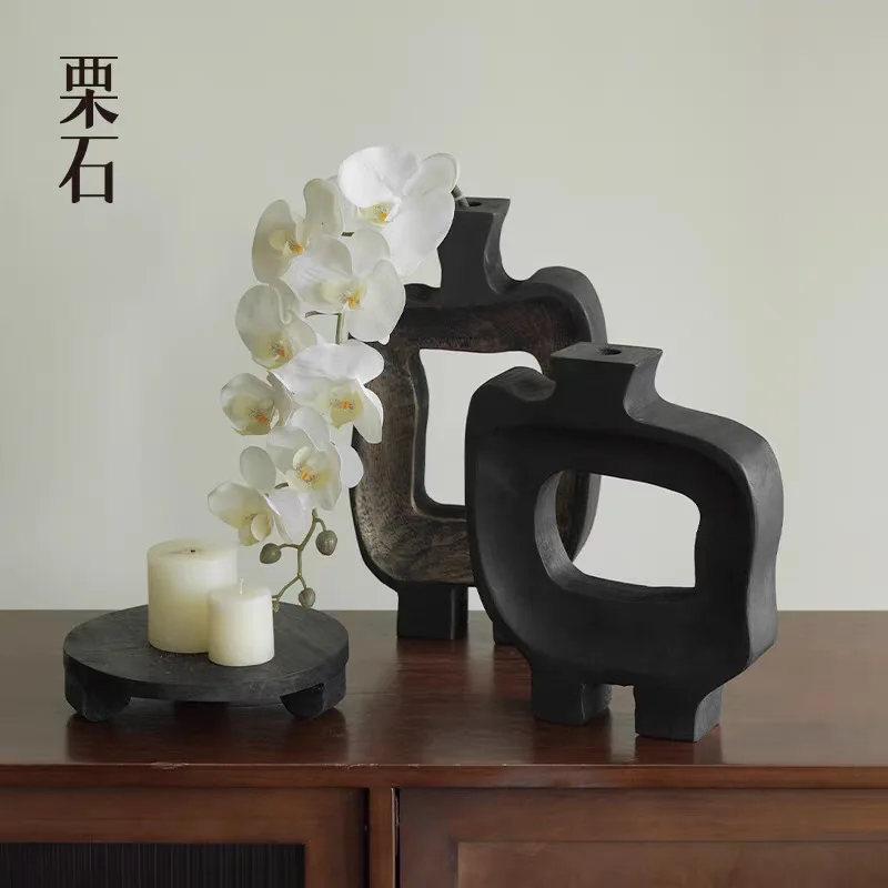 wabi-sansi-–-vase-en-bois-massif-noir-ornement-creatif-geometrique-en-bois-carbonise-pour-bureau-d'accueil-haut-de-gamme